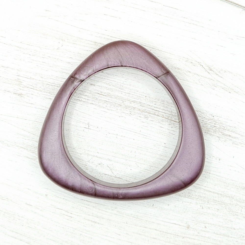 Vintage Chunky Bangle Bracelet Triangle Purple Marbled Metallic 80s Retro